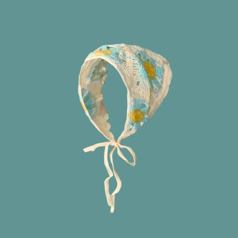 Women's Crochet Triangle Headband – Floral Beach Turban Crochet Headband Axl Style 10