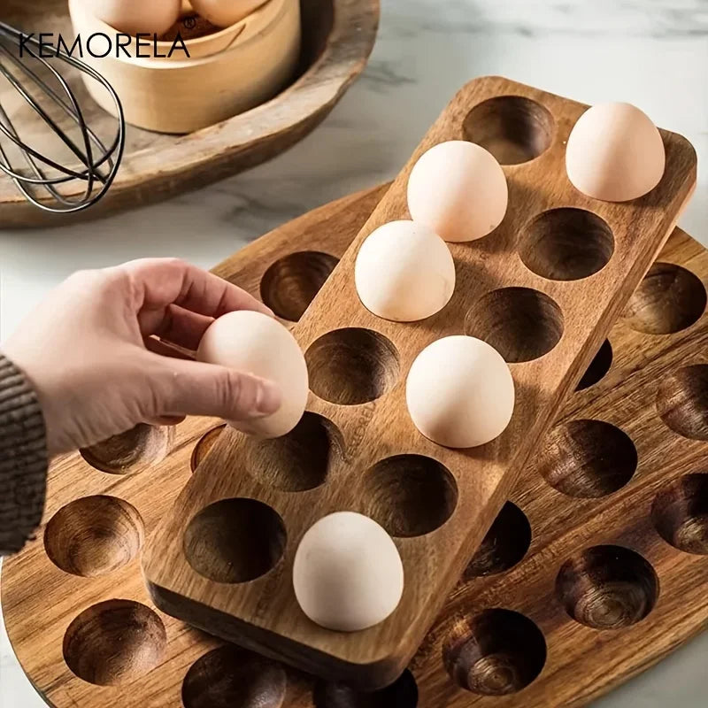 KEMORELA Wooden Egg Storage Box – Multi-Compartment Organizer Egg Storage Organizer Axl