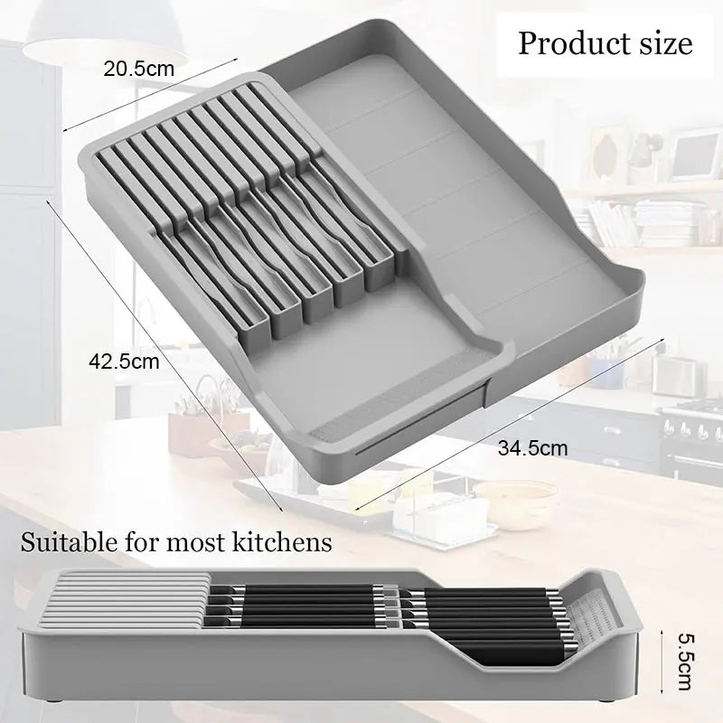Expandable Knife Block Drawer Insert – Holds 11 Knives Knife Drawer Organizer Axl