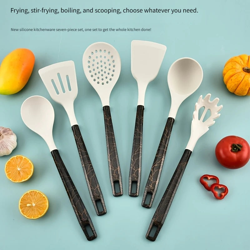 7-Piece Silicone Cooking Utensils Set – Non-Stick Safe Kitchen Silicone Utensil Set Axl