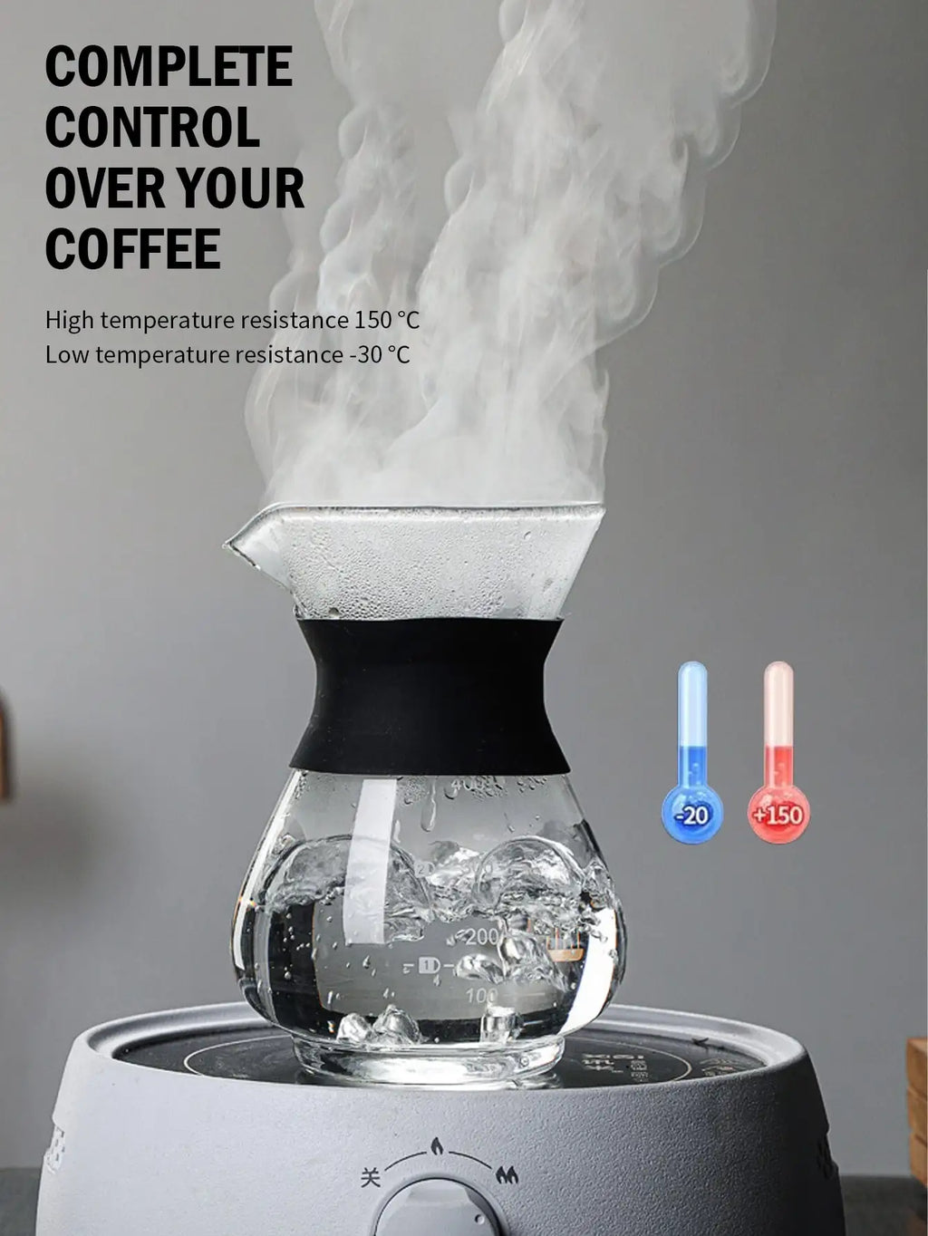 Pour Over Coffee Maker – Borosilicate Glass & Steel Filter Pour Over Coffee Maker Axl