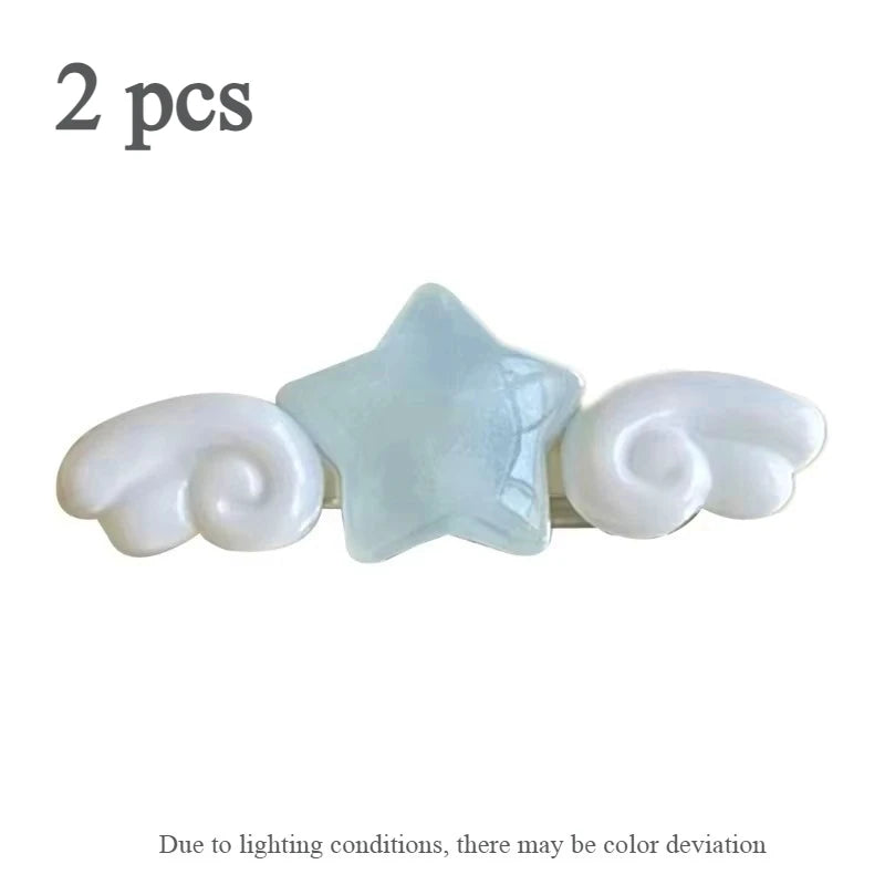 Star Wing Hair Clips for Girls – 2PCS Acrylic Barrettes Hair Barrettes Axl blue-2pcs