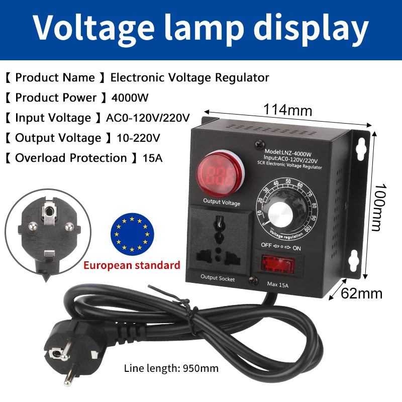 4000W AC220V Variable Voltage Regulator – Speed & Light Control Voltage Regulator Axl LNZ-4000W EU