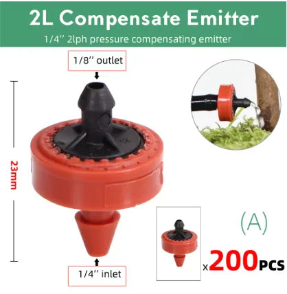 Pressure Compensating Drip Emitters 2L 4L 8L – 50 to 200 Pcs Drip Irrigation Emitter Axl 200PCS 1