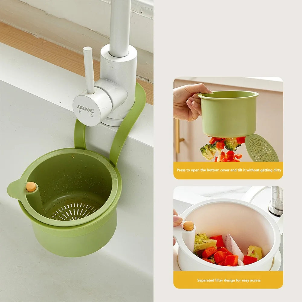 Push-Type Kitchen Sink Filter Basket – Anti-Leak Drain Strainer Sink Filter Basket Axl Green