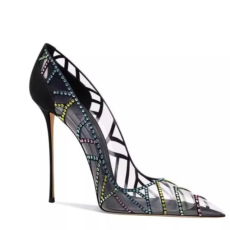 Women's Rhinestone Stiletto Pump Sandals – Pointed Toe Heels Stiletto Pump Sandals Axl