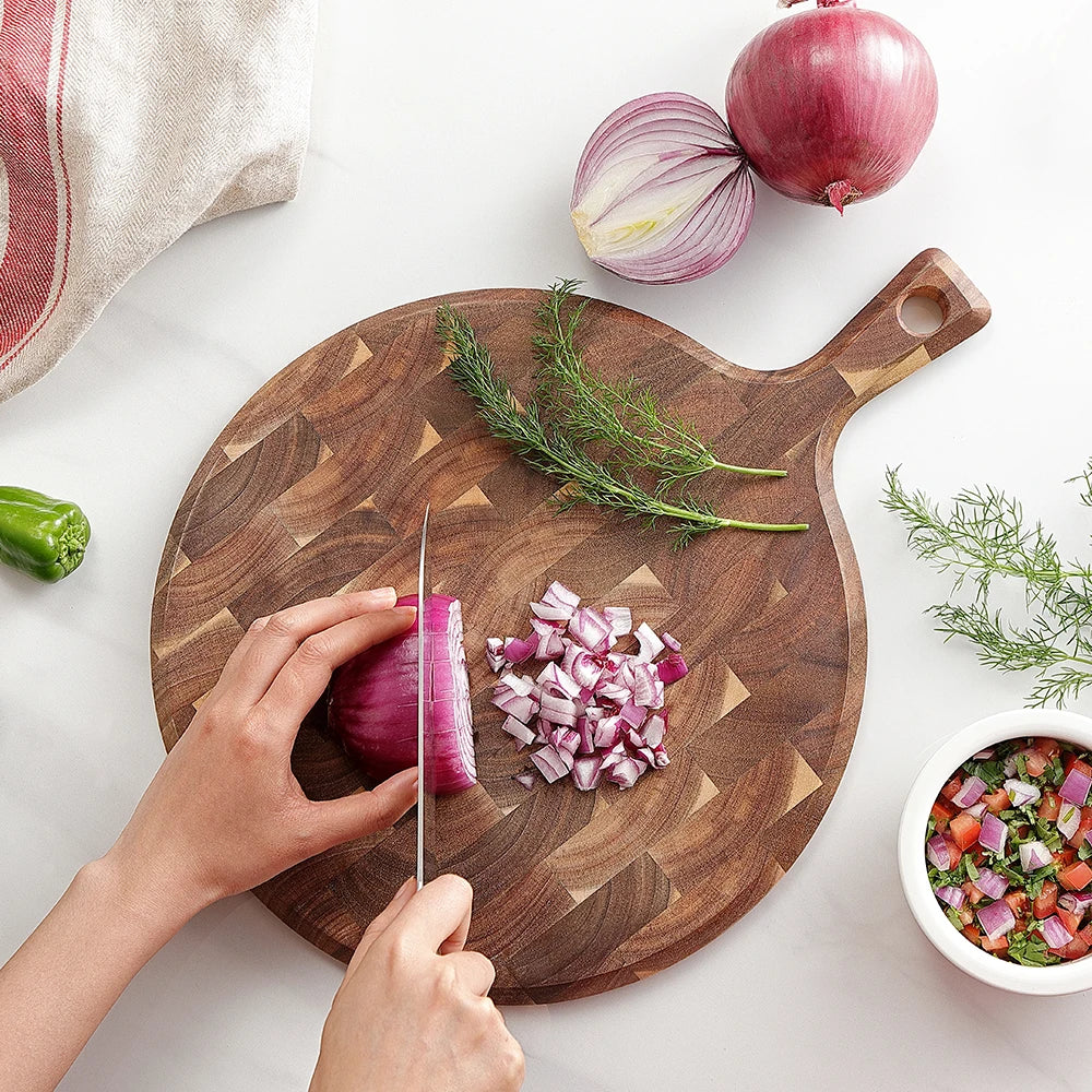 XINZUO Acacia End Grain Cutting Board 42.5x32cm | Heavy-Duty Wooden Cutting Board Axl