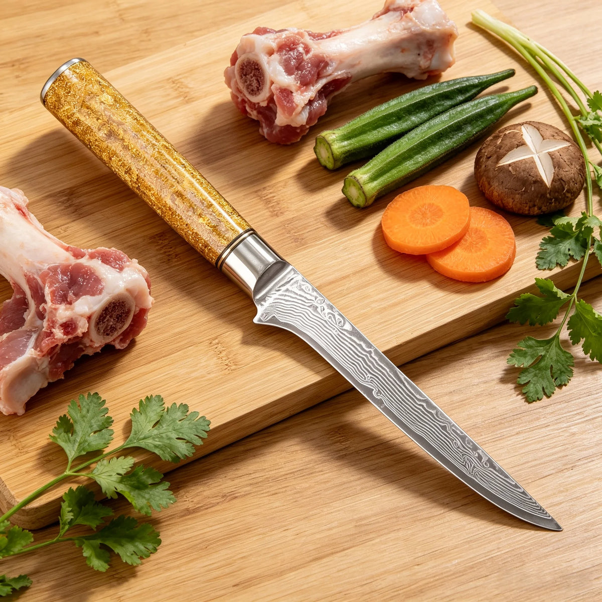 67-Layer Damascus Steel Boning Knife – Sharp Chef Slicing Knife Damascus Boning Knife Axl Boning Knife