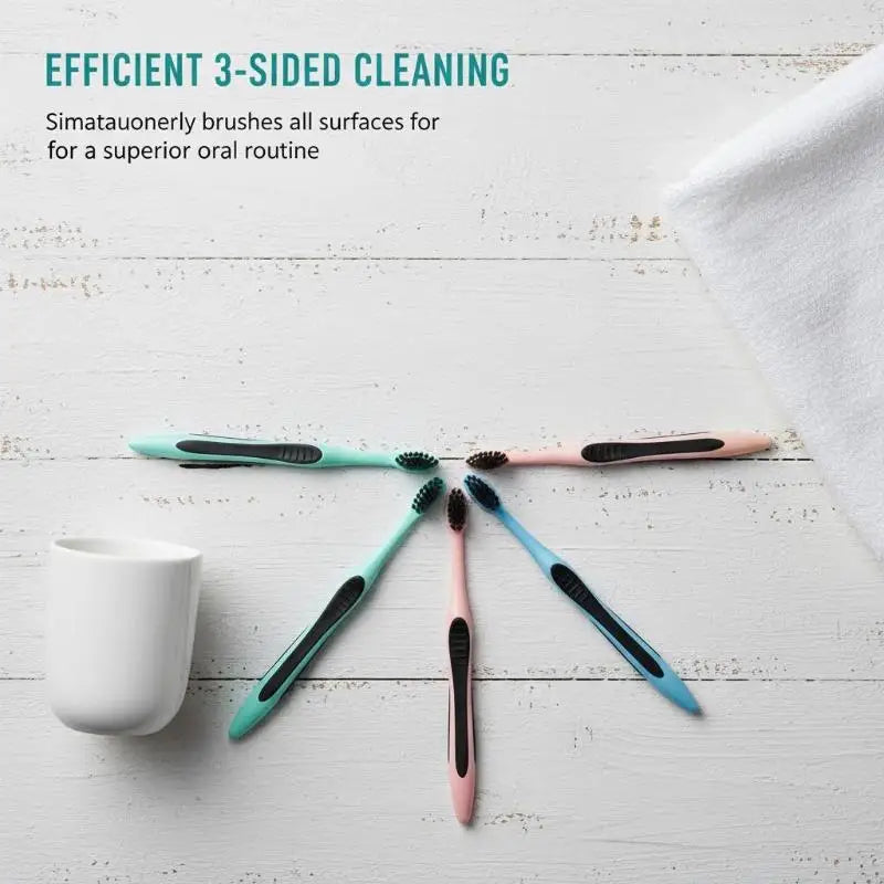 Triple Head U-Shape Toothbrush – Soft Bristles & Tongue Scraper Manual Toothbrush Axl