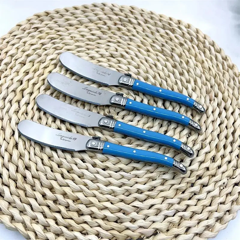 Laguiole Butter & Cheese Spreader Knife Set | Stainless Steel Cheese Spreader Set Axl 4pcs blue