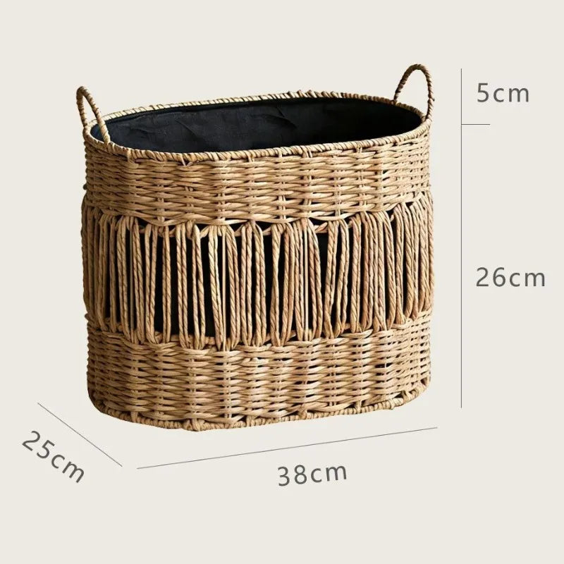 Retro Handwoven Storage Basket – Laundry & Home Organizer Woven Storage Basket Axl Small