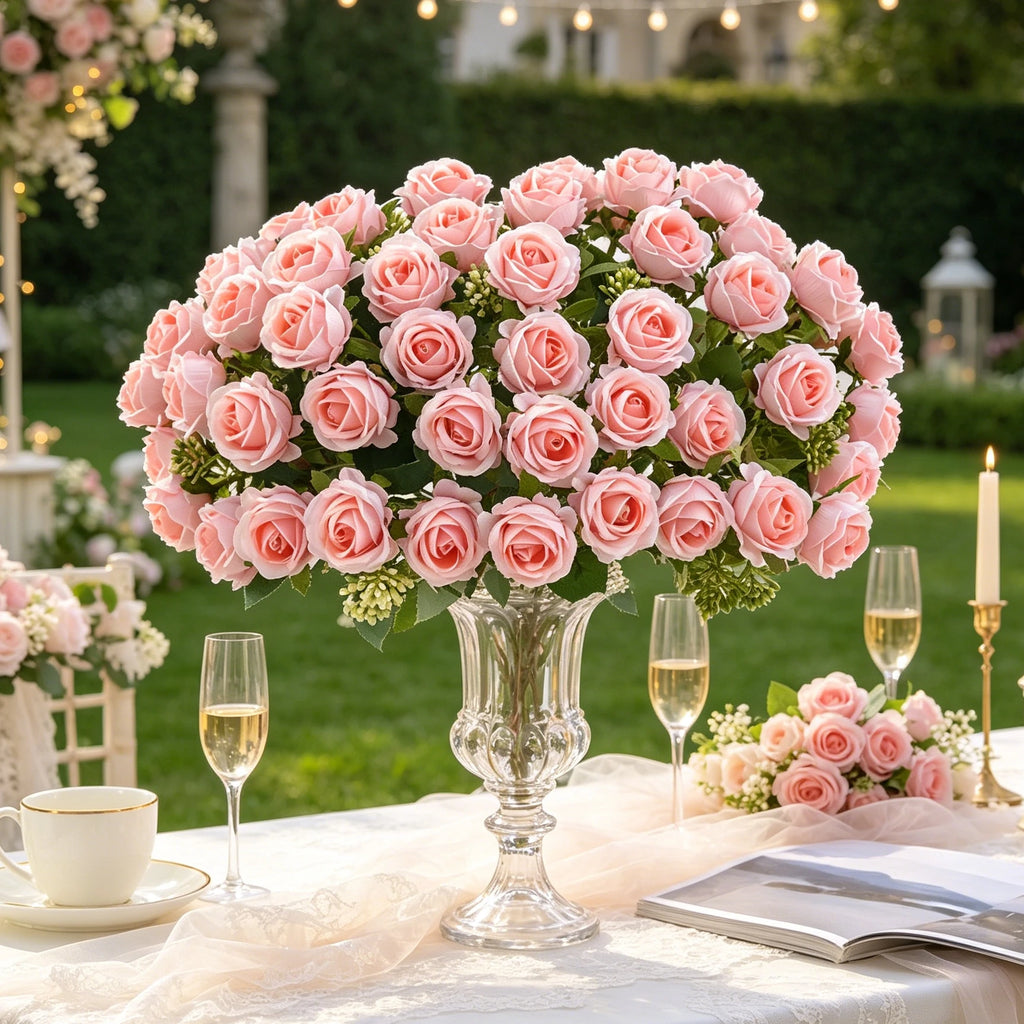 Silk Rose Artificial Flowers Bouquet – Wedding & Home Decor Artificial Silk Flowers Axl