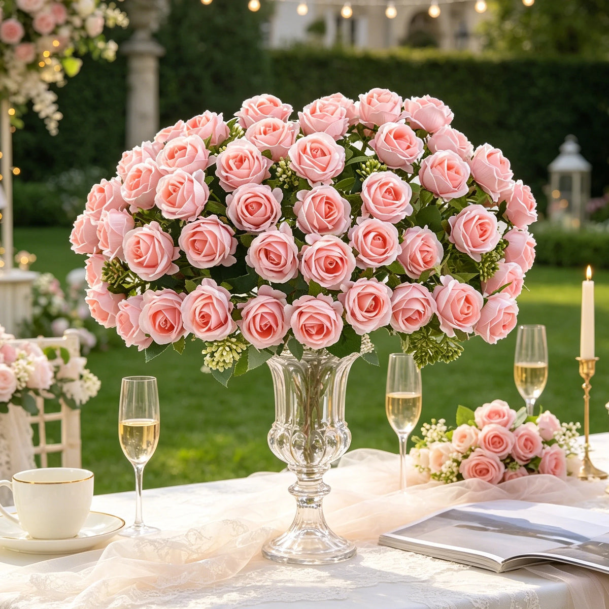 Silk Rose Artificial Flowers Bouquet – Wedding & Home Decor Artificial Silk Flowers Axl