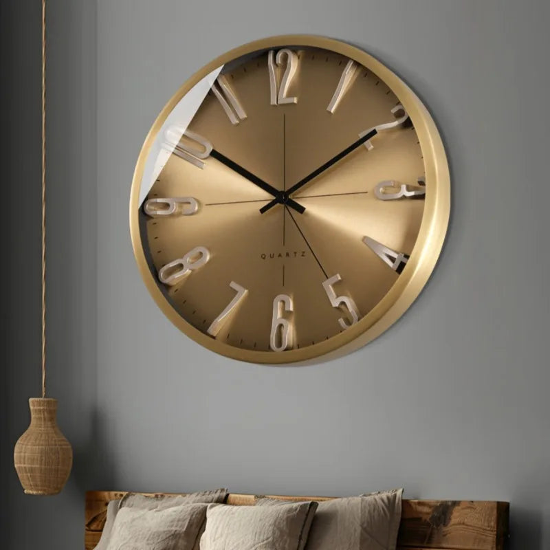Modern Brass Wall Clock – Silent Minimalist Gold Home Decor Decorative Wall Clock Axl