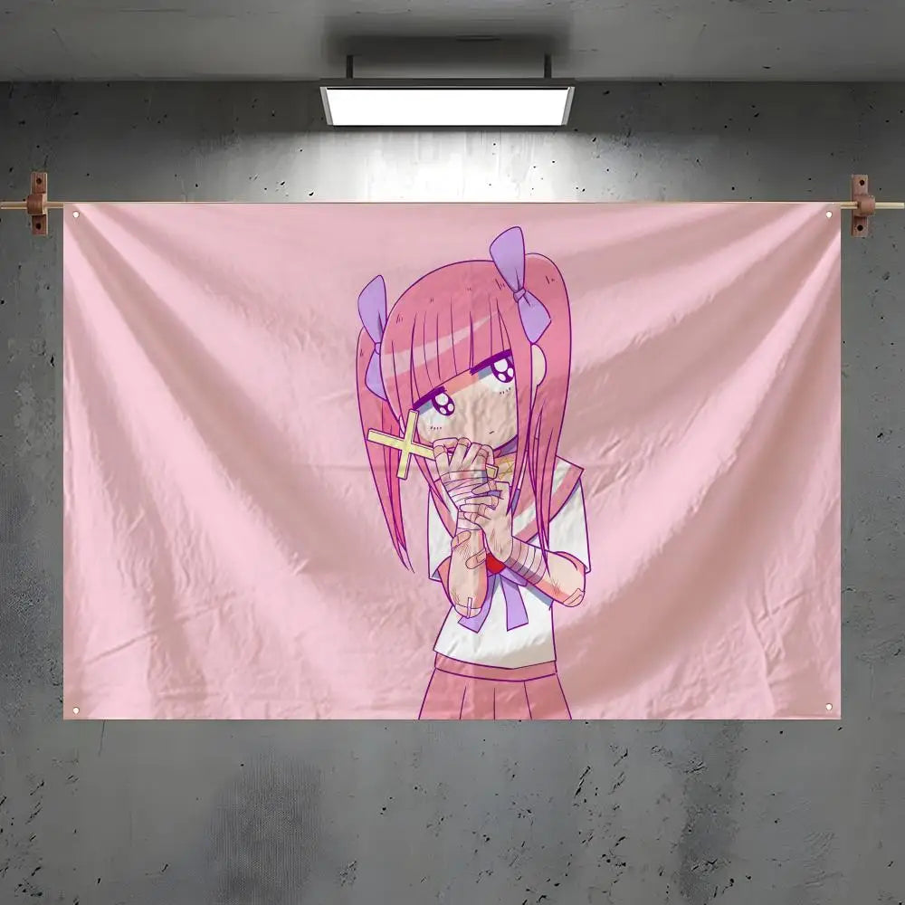Menhera Chan Anime Wall Flag – Indoor & Outdoor Art Banner Anime Wall Flag Axl White4 80x120cm