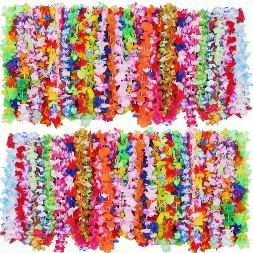 10-Pack Hawaiian Lei Flower Garlands – Luau Party Necklaces Party Lei Garland Axl