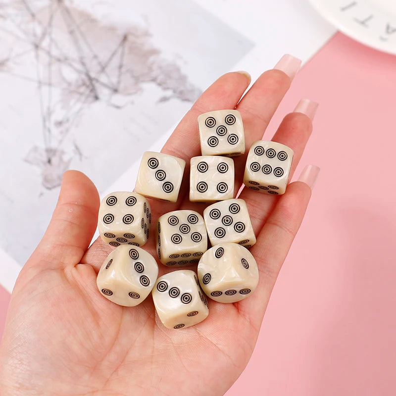 10-Pack 16mm Ivory Acrylic D6 Dice Set – Round Corner Board Game Board Game Dice Axl