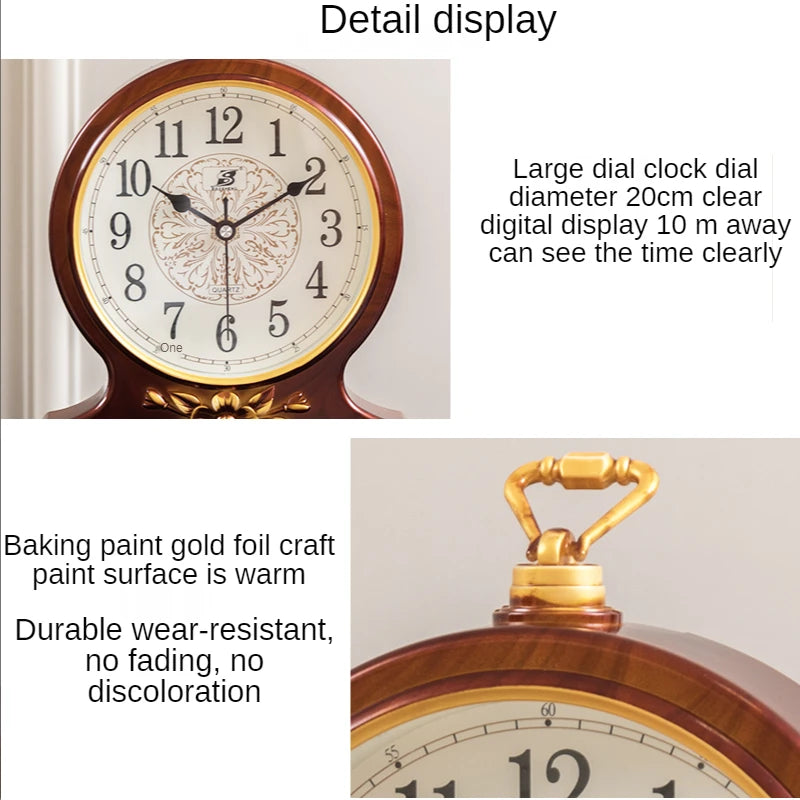 Nordic Vintage Silent Desk Clock – Large Retro Quartz Table Clock Retro Desk Clock Axl