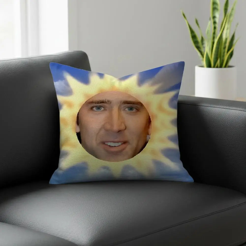 Nicolas Cage Linen Cushion Cover | Novelty Pillow Case Decor Novelty Cushion Cover Axl White5 60X60cm