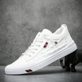 Men's White Vulcanized Casual Flat Sneakers | Lace-Up Board Shoes Men's Casual Sneakers Axl WHITE 44