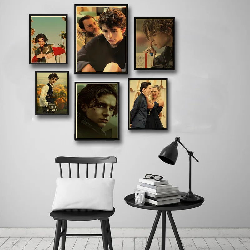 Timothée Chalamet Retro Kraft Paper Poster | Wall Art Print Wall Art Poster Axl