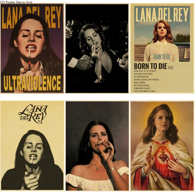 Lana Del Rey Retro Kraft Paper Poster | Vintage Aesthetic Wall Art Decorative Wall Poster Axl