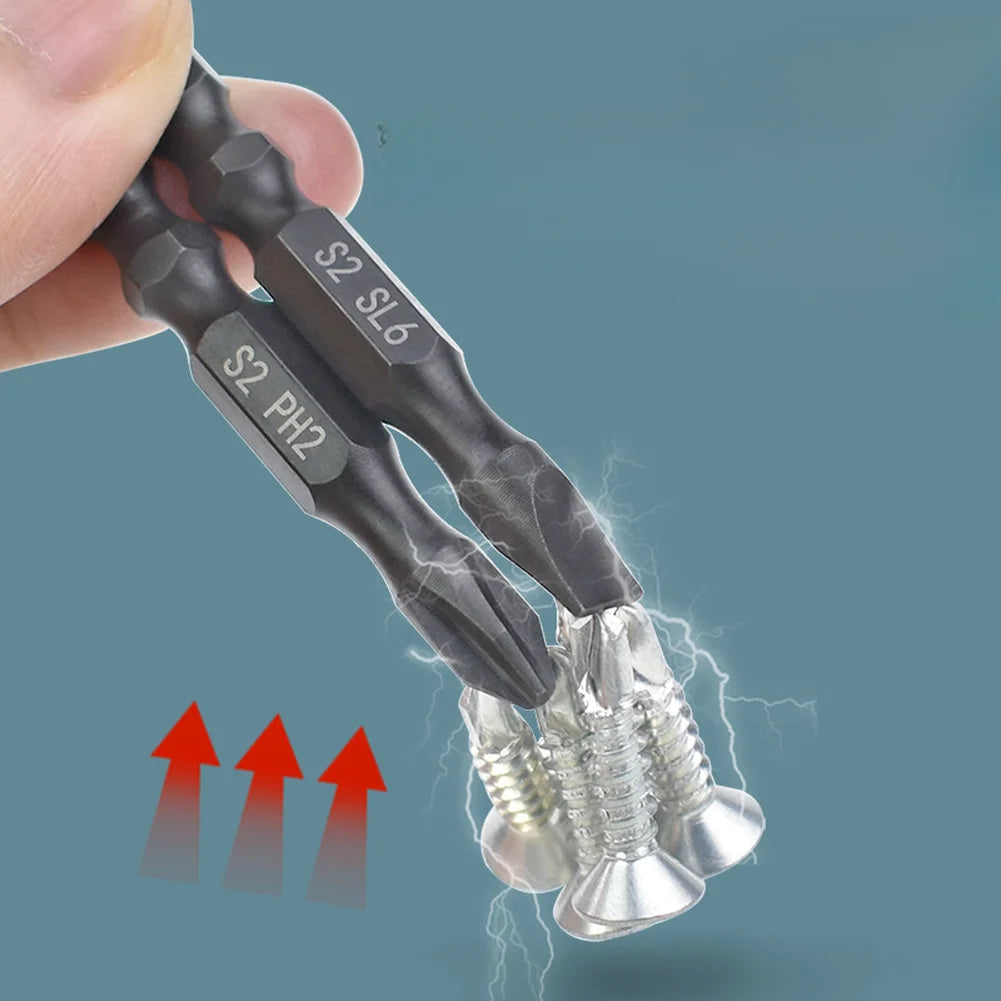 10-Pack 50mm Magnetic Screwdriver Bits – Alloy Steel 1/4" Hex Screwdriver Bit Set Axl