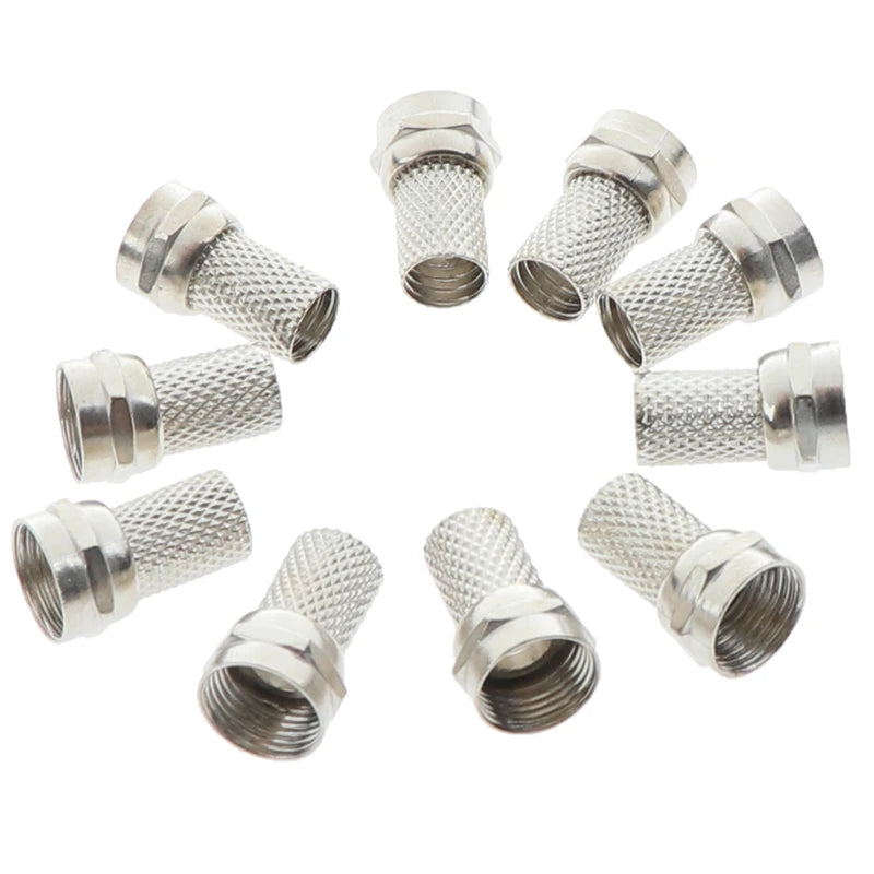 10-Pack Screw-On F Connectors for RG6 Coaxial Cable | Satellite TV Coaxial F Connector Axl