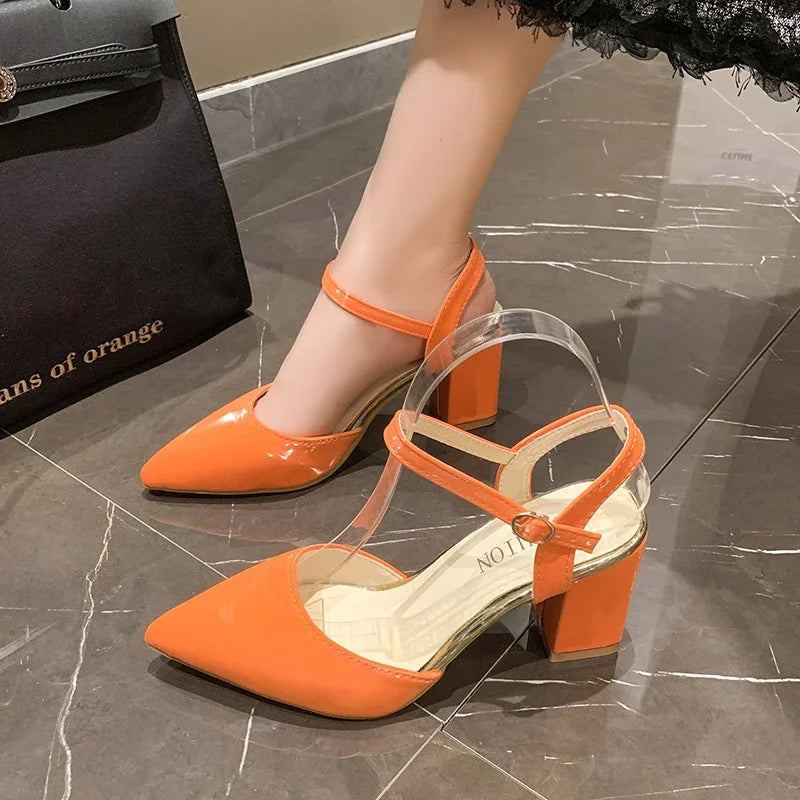 Candy Color Ankle Strap Pumps – Pointed Toe High Heels Ankle Strap Pumps Axl