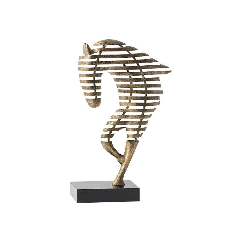 Horse Head Metal Figurine | Modern Desktop Sculpture Home Decor Metal Sculpture Figurine Axl