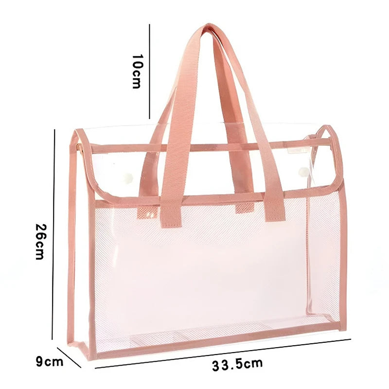 Expandable Waterproof File Storage Bag – Transparent Document Organizer Document Storage Bag Axl Pink