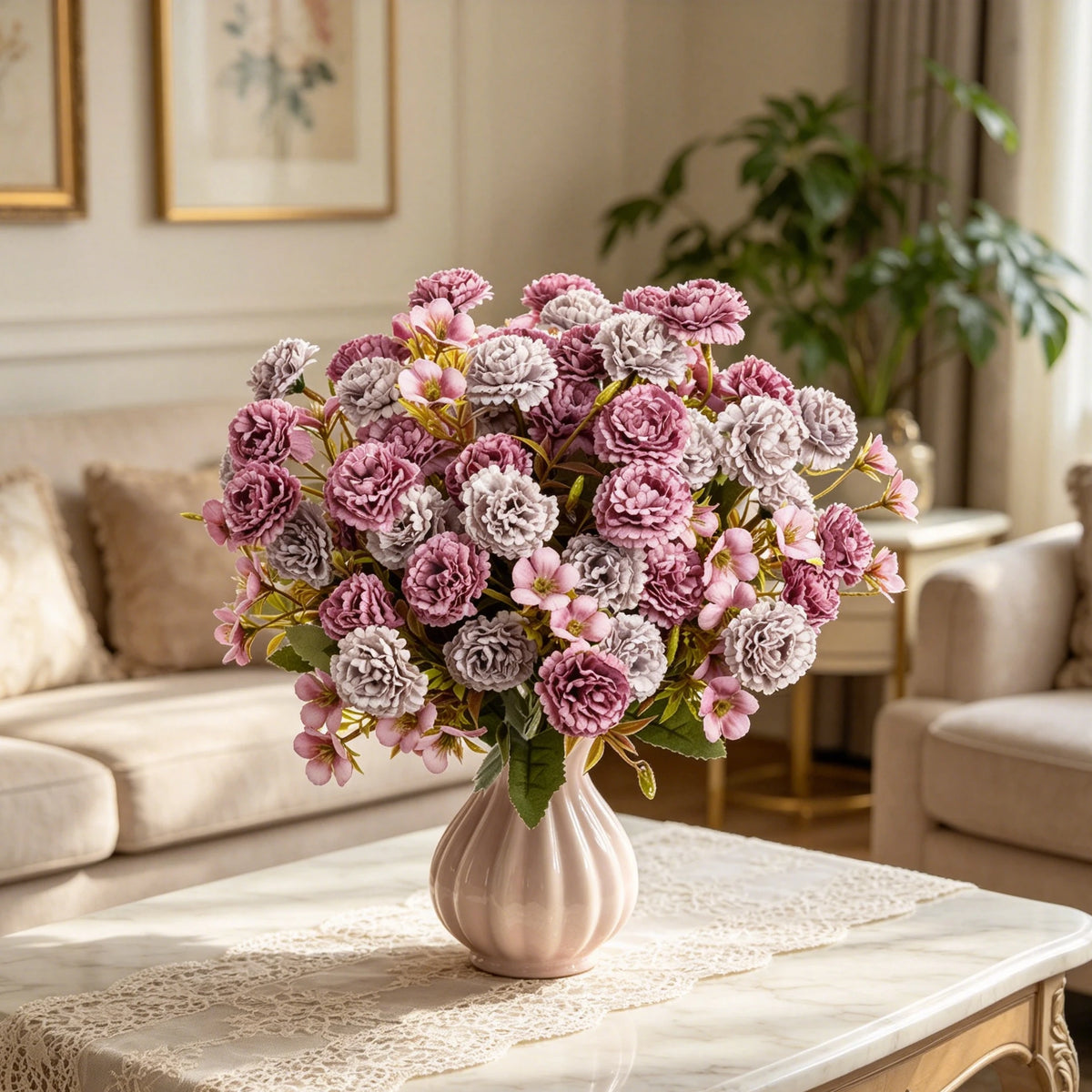 Artificial Silk Carnation Bouquet for Wedding & Home Decor Artificial Flower Bouquet Axl