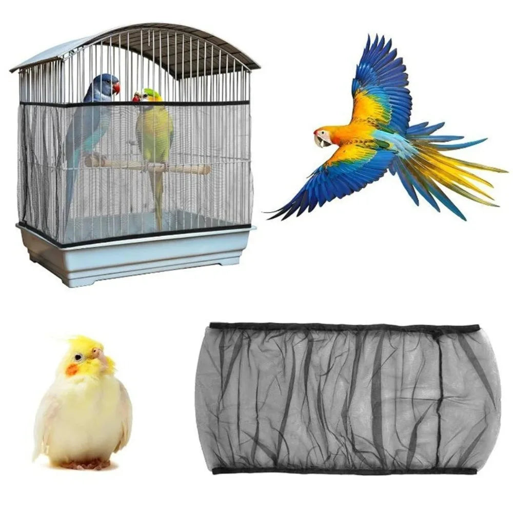 Bird Cage Mesh Cover Skirt – Universal Food Spill Guard Net Bird Cage Accessory Axl