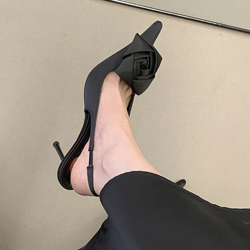 Women's Pointed Toe Stiletto Pumps | Silk Slip-On Dress Heels Stiletto Heel Pumps Axl