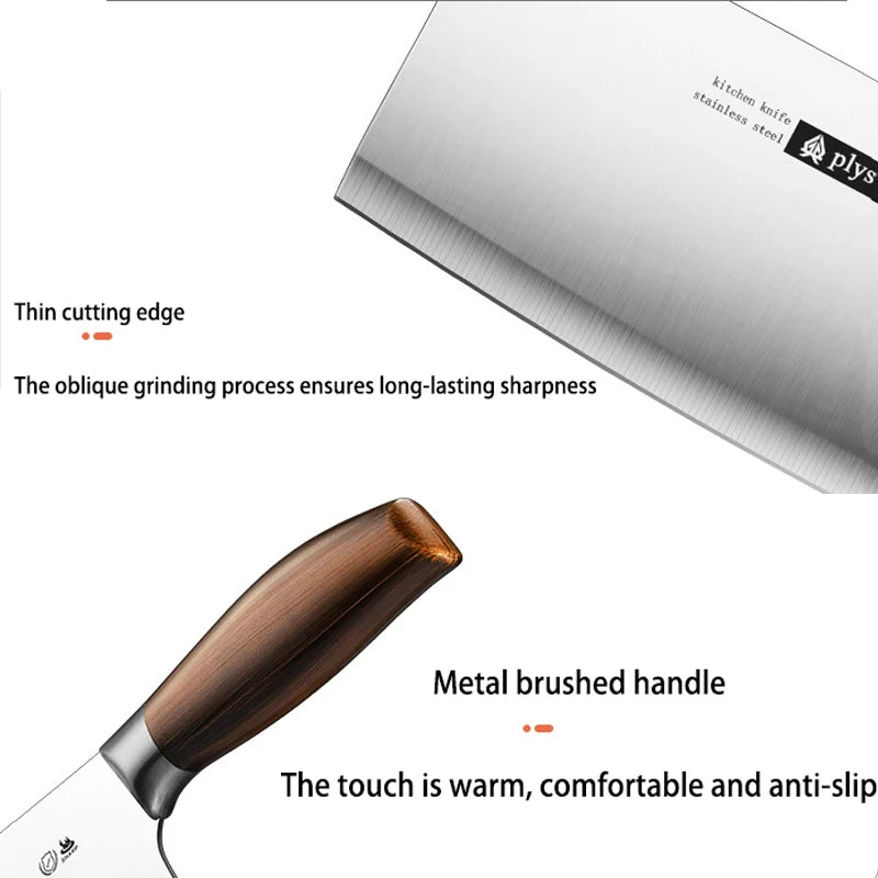 Stainless Steel Butcher Knife – Sharp Chef's Cleaver Wood Handle Kitchen Butcher Knife Axl