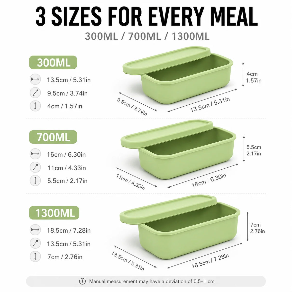 Uwhise 3-Piece Silicone Bento Lunch Box Set | Microwave Safe Silicone Lunch Box Axl