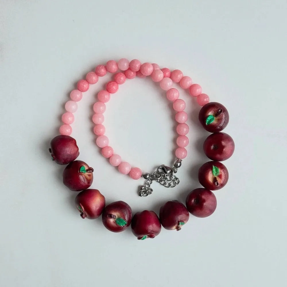 Layered Fruit Bead Necklace & Bracelet – Colorful Choker Bead Choker Necklace Axl Style 12