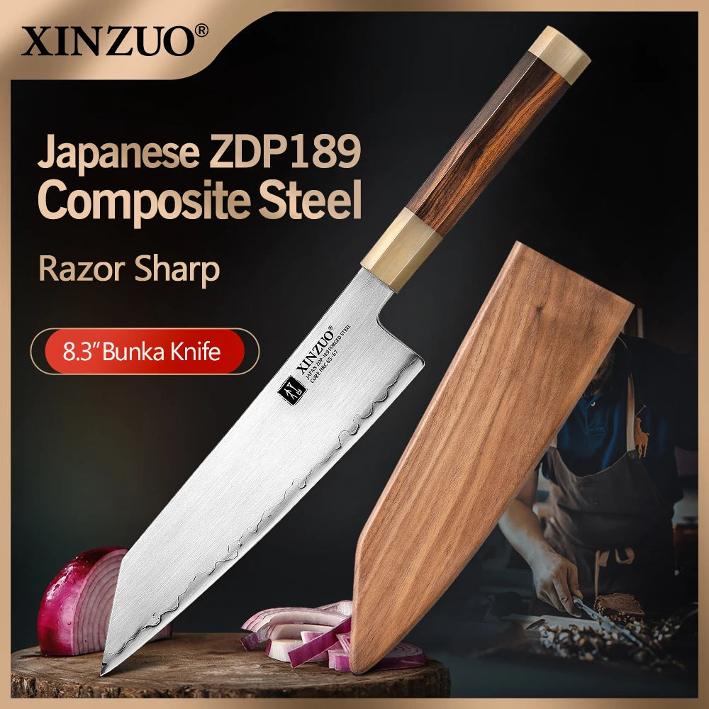 XINZUO 8.3" Kiritsuke Knife ZDP-189 Steel & Wood Gift Box Japanese Kiritsuke Knife Axl Default Title