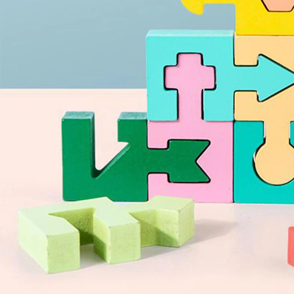 16-Piece Wooden Geometric Shape Matching Puzzle for Kids Wooden Kids Puzzle Axl