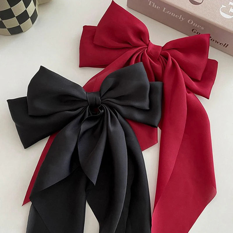Satin Bow Hair Clip – Elegant Ribbon Barrette for Women Bow Hair Barrette Axl