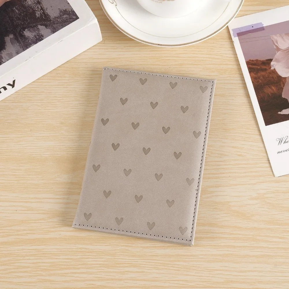 PU Leather Heart Print Passport Holder – Slim Travel Cover Passport Holder Axl Light Grey