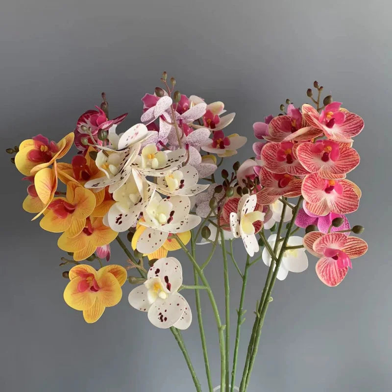 10-Pack Artificial Mini Orchid Stems – 8-Head Latex Phalaenopsis Artificial Flower Stems Axl