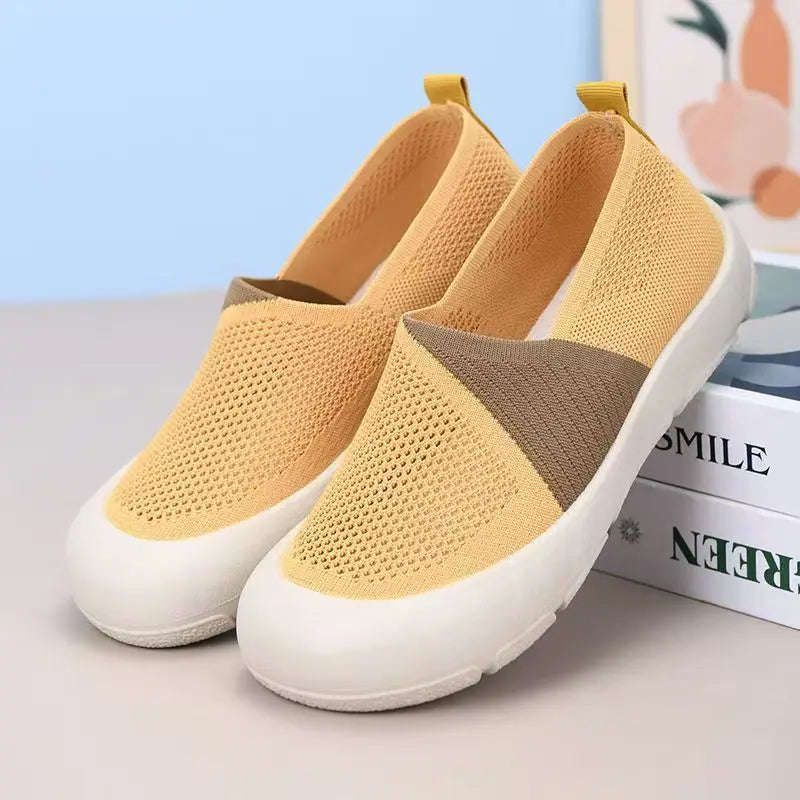 YBQJOO Women's Breathable Dual-Tone Mesh Flat Shoes Women's Flat Shoes Axl yellow 40