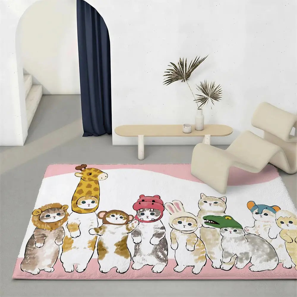 Mofusand Character Flannel Floor Mat – Non-Slip Soft Plush Rug Flannel Floor Mat Axl White1 100x160cm