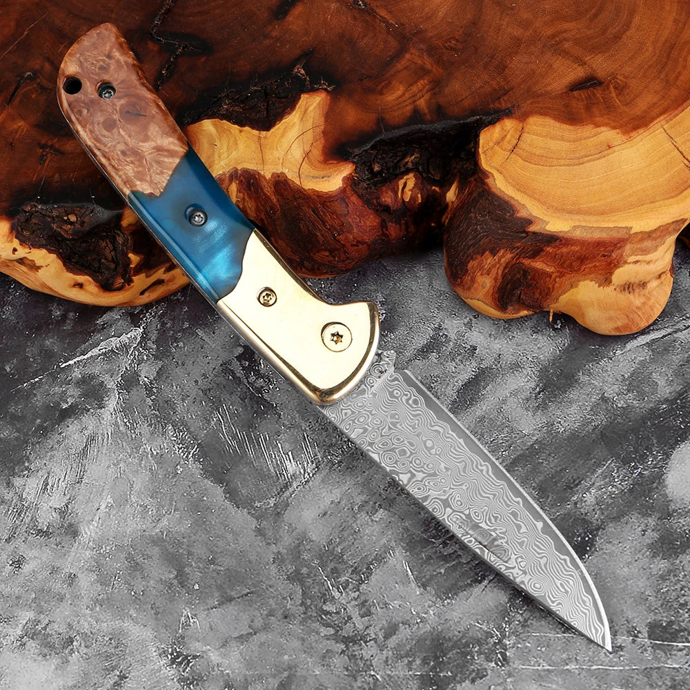 Damascus Steel Folding Knife – Camping Pocket Knife | Xituo Folding Pocket Knife Axl