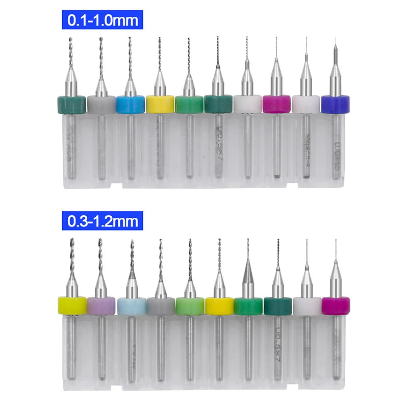10-Pc Carbide Micro Drill Bits Set for PCB Circuit Boards Micro Drill Bit Set Axl