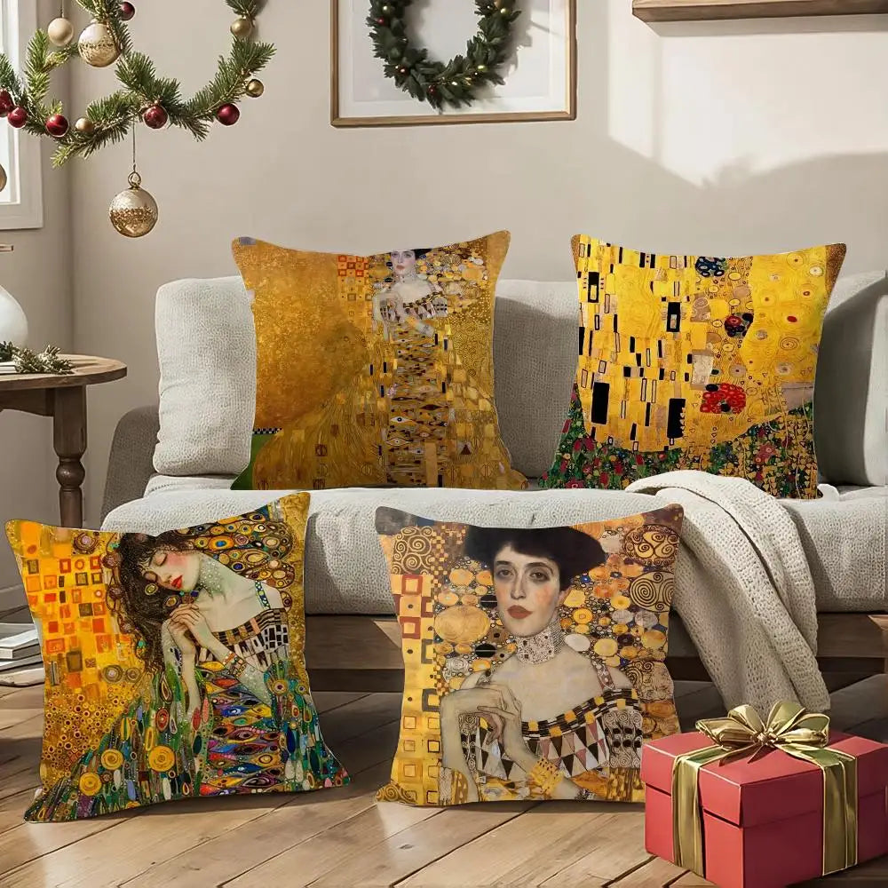 Gustav Klimt Art Pillow Case – Soft Fabric & Concealed Zipper Decorative Pillow Case Axl