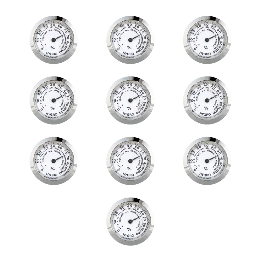 43mm Round Analog Hygrometer for Humidors, Guitar & Wine Box Analog Hygrometer Axl Silver-10pc