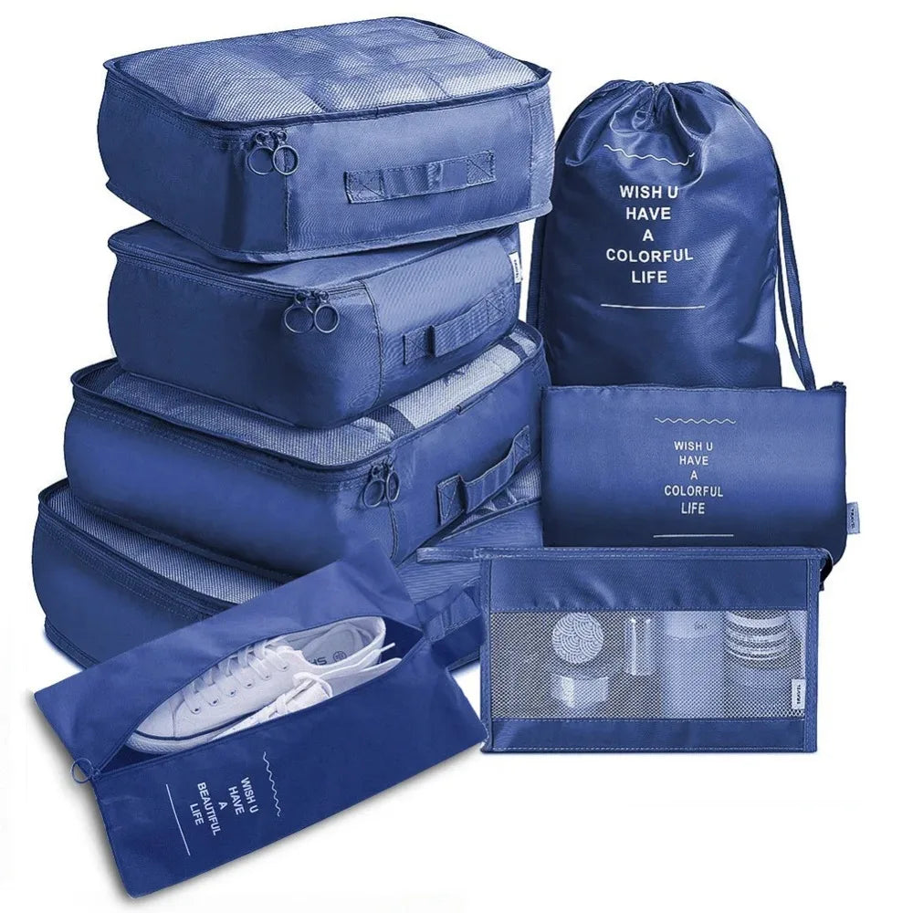8-Piece Travel Packing Cubes Set – Waterproof Luggage Organizer Travel Packing Cubes Axl