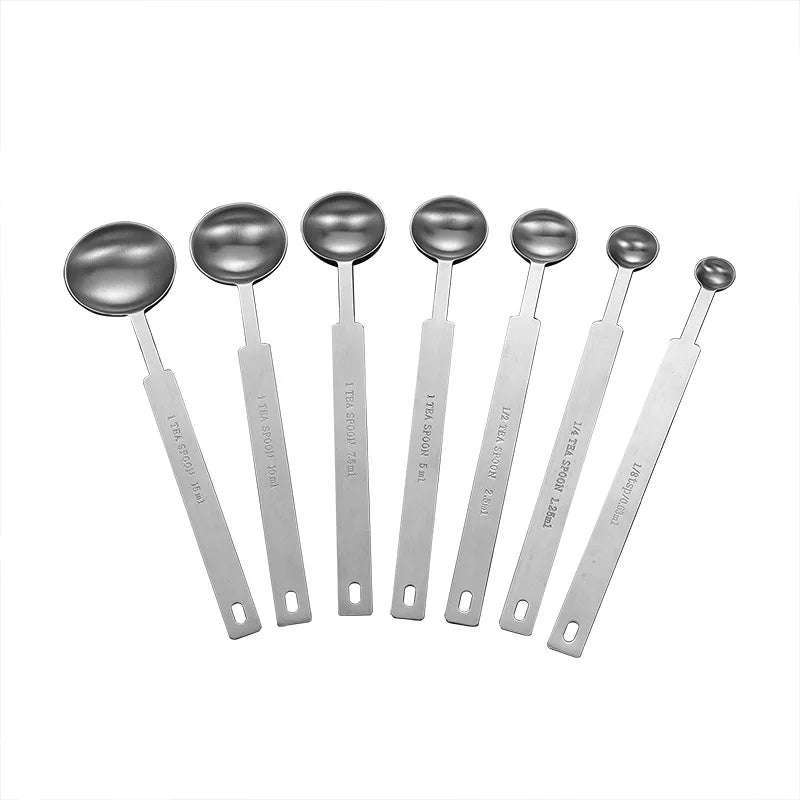 7-Piece Stainless Steel Measuring Spoons Set – Long Handle Measuring Spoons Set Axl 7Measuring Spoon Set